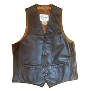 Vintage Berman's Leather  Vest Men's 40 Brown Lined Pockets